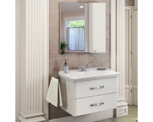 COMFORTY. Зеркало-шкаф "Неаполь-80" белый глянец