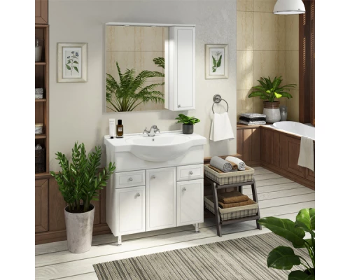 COMFORTY. Тумба-умывальник "Сочи-85" белый глянец с раковиной Сенеж 87