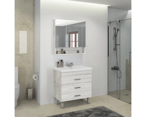 COMFORTY. Тумба-умывальник "Никосия-80Н" дуб белый с раковиной Fest 80 F01