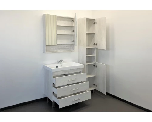 COMFORTY. Зеркало-шкаф "Никосия-80" дуб белый