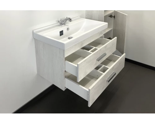 COMFORTY. Тумба-умывальник "Никосия-80П" дуб белый с раковиной Fest 80 F01