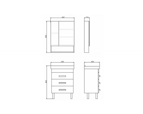 COMFORTY. Зеркало-шкаф "Никосия-60" дуб белый