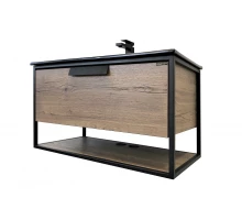 COMFORTY. Тумба-умывальник "Бонн-90" дуб темный с  раковиной COMFORTY 90E черная матовая