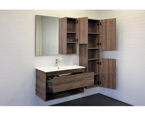 COMFORTY. Зеркало-шкаф "Бордо-90" дуб темно-коричневый