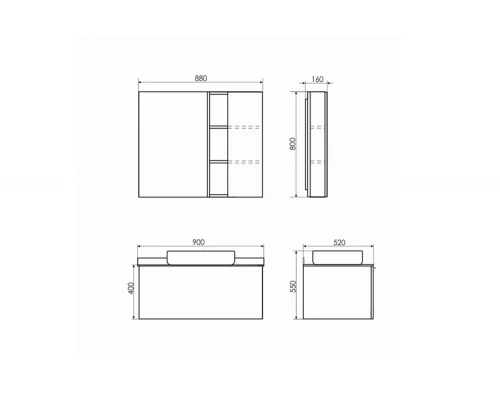 COMFORTY. Зеркало-шкаф "Милан-90" белый глянец