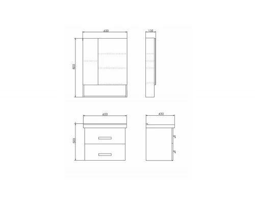 COMFORTY. Зеркало-шкаф "Парма-60" дуб дымчатый