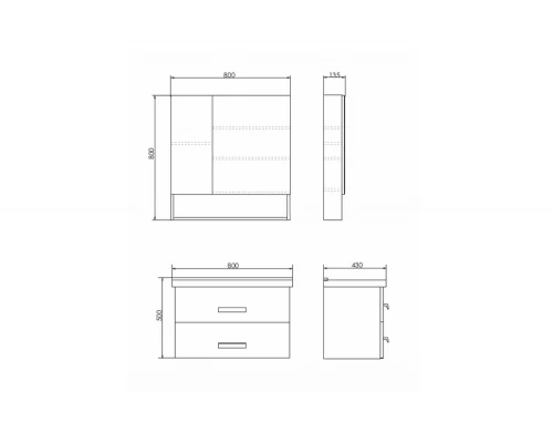COMFORTY. Зеркало-шкаф "Парма-80" дуб дымчатый