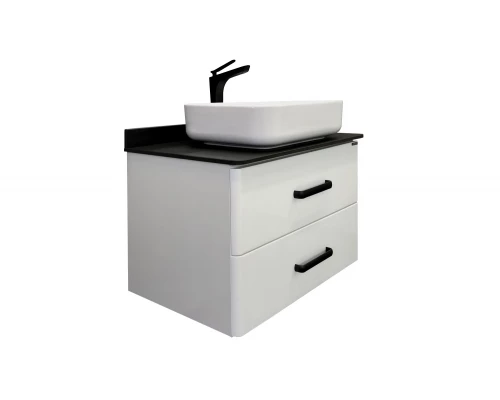 Тумба-умывальник Comforty Амстердам-75 белая с черной матовой столешницей раковина Comforty T-Y9378