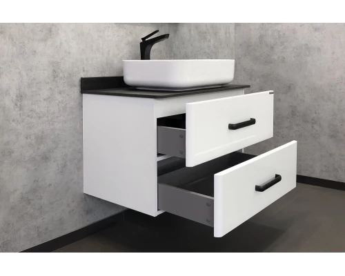 Тумба-умывальник Comforty Амстердам-75 белая с черной матовой столешницей раковина Comforty T-Y9378