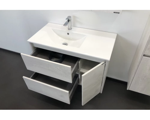 COMFORTY. Тумба-умывальник "Бремен-90" дуб белый с раковиной COMFORTY 9090EL