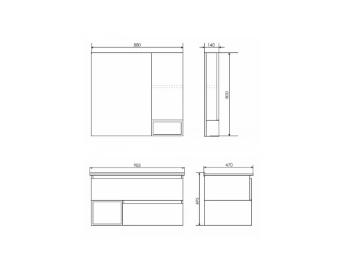 COMFORTY. Зеркало-шкаф "Турин-90" дуб бежевый