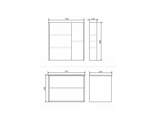 COMFORTY. Зеркало-шкаф "Женева-75" дуб белый
