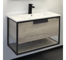 Тумба-умывальник Comforty Бонн 75 графит/дуб дымчатый с раковиной Comforty 75E