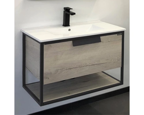 Тумба-умывальник Comforty Бонн 75 графит/дуб дымчатый с раковиной Comforty 75E