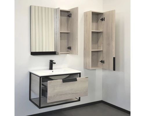 Тумба-умывальник Comforty Бонн 75 графит/дуб дымчатый с раковиной Comforty 75E