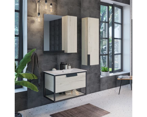 Тумба-умывальник Comforty Бонн 75 графит/дуб дымчатый с раковиной Comforty 75E