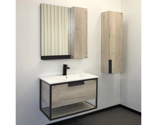 Тумба-умывальник Comforty Бонн 75 графит/дуб дымчатый с раковиной Comforty 75E