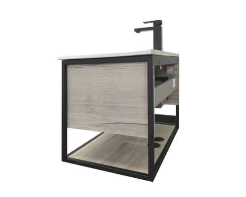 Тумба-умывальник Comforty Бонн 75 графит/дуб дымчатый с раковиной Comforty 75E