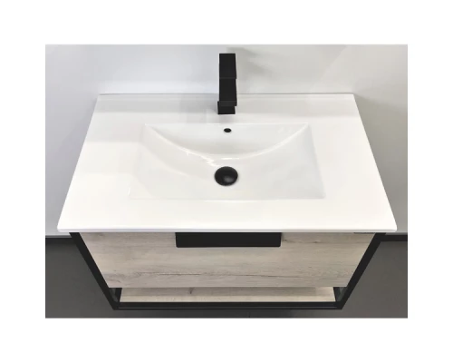 Тумба-умывальник Comforty Бонн 75 графит/дуб дымчатый с раковиной Comforty 75E