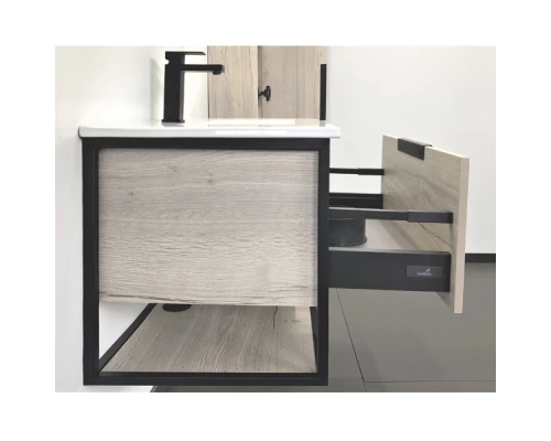 Тумба-умывальник Comforty Бонн 75 графит/дуб дымчатый с раковиной Comforty 75E