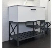 Тумба-умывальник Comforty Бредфорд-90 белый глянец с раковиной Comforty 90E