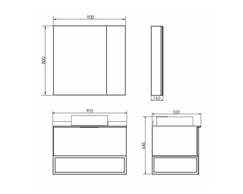 Тумба-умывальник Comforty Порто-90 дуб тёмно-коричневый с черной столешницей c раковиной Comforty 9110