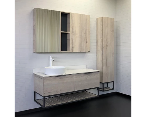 Тумба-умывальник Comforty Порто-120-1 дуб дымчатый с белой столешницей c раковиной Comforty 9110