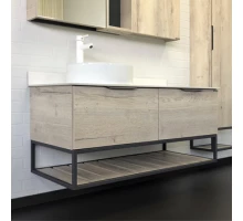 Тумба-умывальник Comforty Порто-120-1 дуб дымчатый с белой столешницей c раковиной Comforty 9110