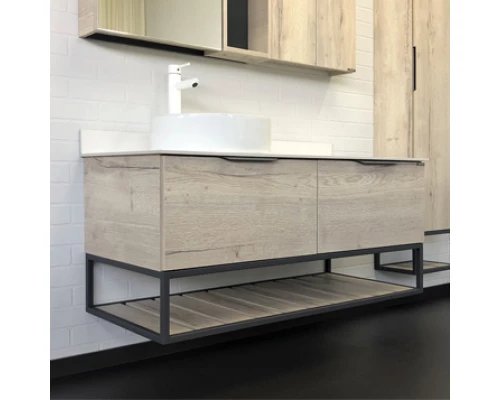 Тумба-умывальник Comforty Порто-120-1 дуб дымчатый с белой столешницей c раковиной Comforty 9110