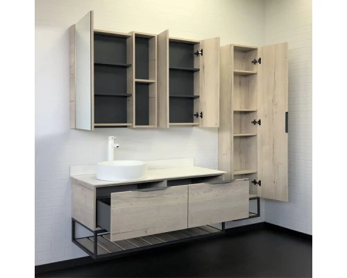 Тумба-умывальник Comforty Порто-120-1 дуб дымчатый с белой столешницей c раковиной Comforty 9110