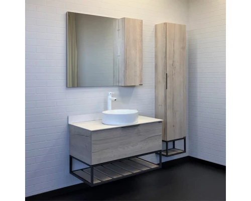 Зеркало-шкаф Comforty Порто-90 дуб дымчатый