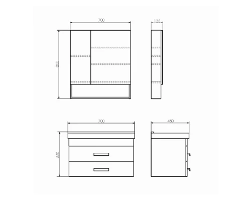 Зеркало-шкаф Comforty Никосия 70 дуб темный