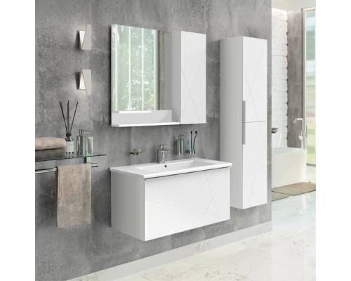 Зеркало-шкаф Comforty Мерано-90 белый матовый