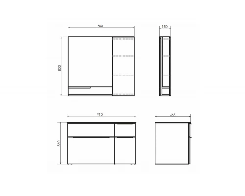 Зеркало-шкаф Comforty Варна-90 дуб сонома