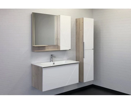 Зеркало-шкаф Comforty Мерано-90 дуб дымчатый