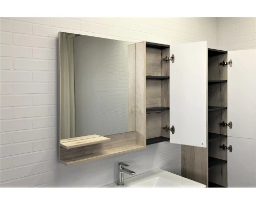 Зеркало-шкаф Comforty Мерано-90 дуб дымчатый