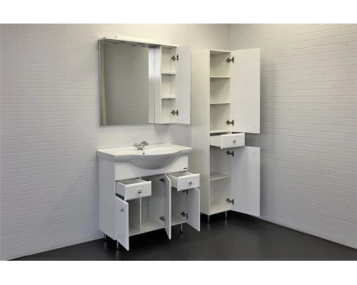 COMFORTY. Зеркало-шкаф "Сочи-85" белый глянец