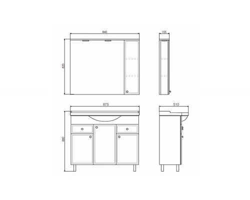 COMFORTY. Зеркало-шкаф "Сочи-85" белый глянец
