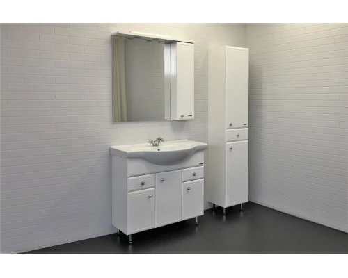 COMFORTY. Зеркало-шкаф "Сочи-85" белый глянец