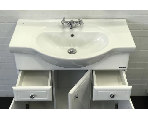 COMFORTY. Тумба-умывальник "Сочи-85" белый глянец с раковиной Сенеж 87