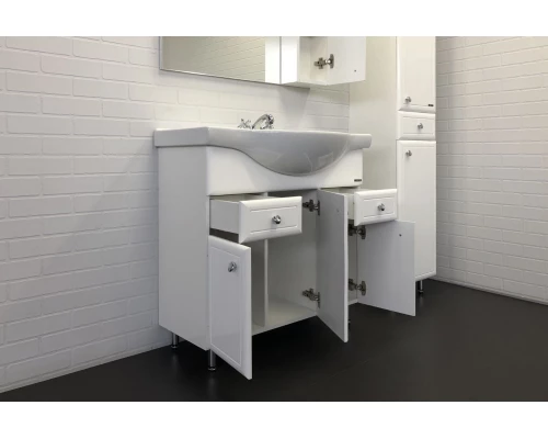 COMFORTY. Тумба-умывальник "Сочи-85" белый глянец с раковиной Сенеж 87