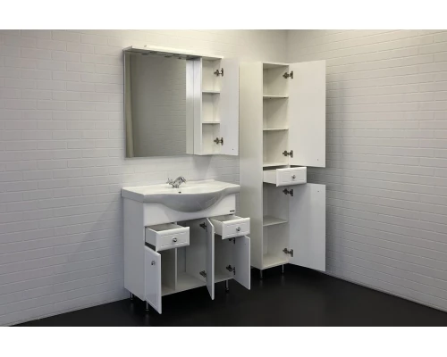 COMFORTY. Тумба-умывальник "Сочи-85" белый глянец с раковиной Сенеж 87