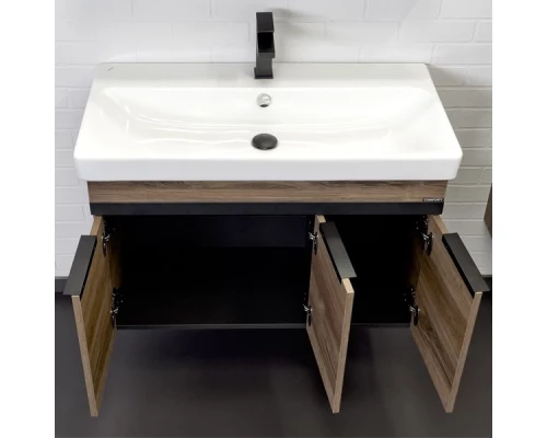 Тумба-умывальник Comforty Соло-90 дуб тёмно-коричневый с раковиной Адриана 90