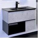 Тумба-умывальник Comforty Франкфурт-75 бетон светлый с черной раковиной Comforty 75E