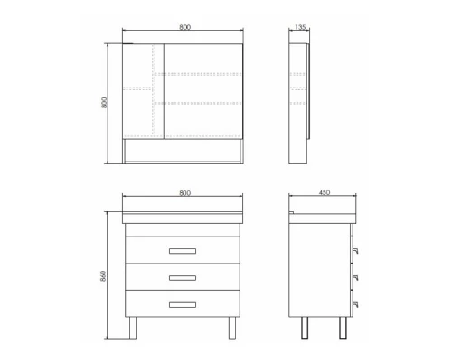 Зеркало-шкаф Comforty Никосия-80 белый глянец