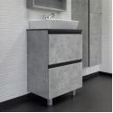 COMFORTY. Тумба-умывальник "Эдинбург-60-Н" бетон светлый с черной столешницей, с раковиной COMFORTY 9055RA-50