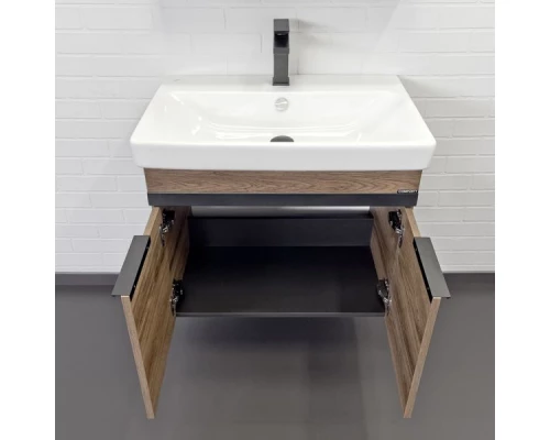 Тумба-умывальник "Соло-70" дуб тёмно-коричнвый с раковиной Адриана 70