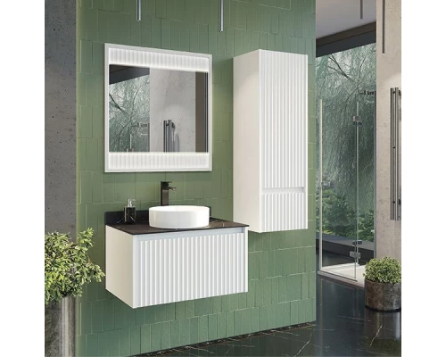 Зеркало Comforty Марсель-75 белое матовое с подсветкой