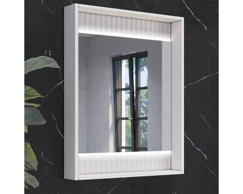 Зеркало-короб Comforty Марсель-60 белое матовое с подсветкой