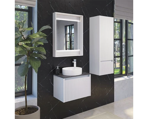 Зеркало-короб Comforty Марсель-60 белое матовое с подсветкой